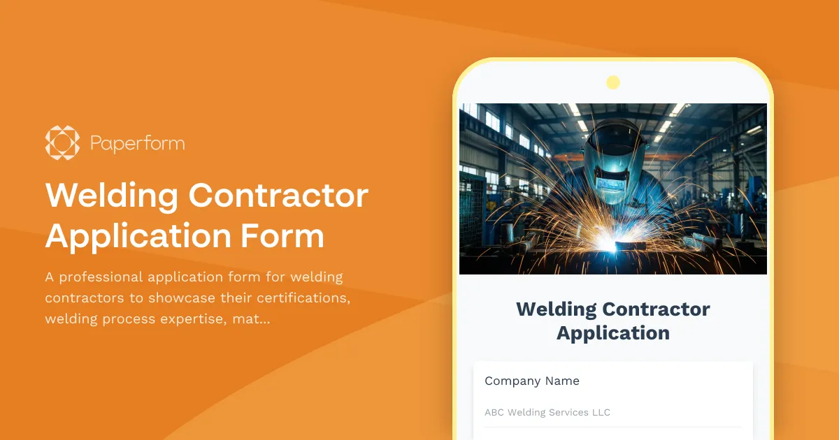 Welding Contractor Application Form