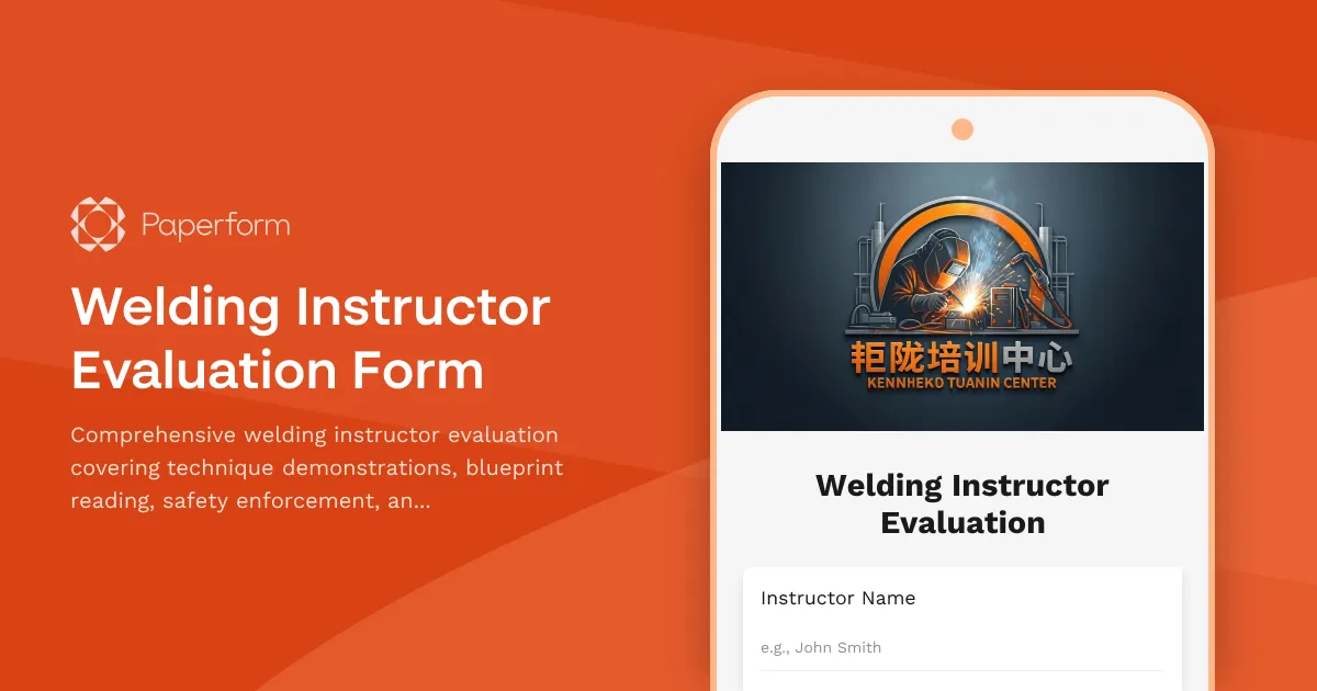 Welding Instructor Evaluation Form