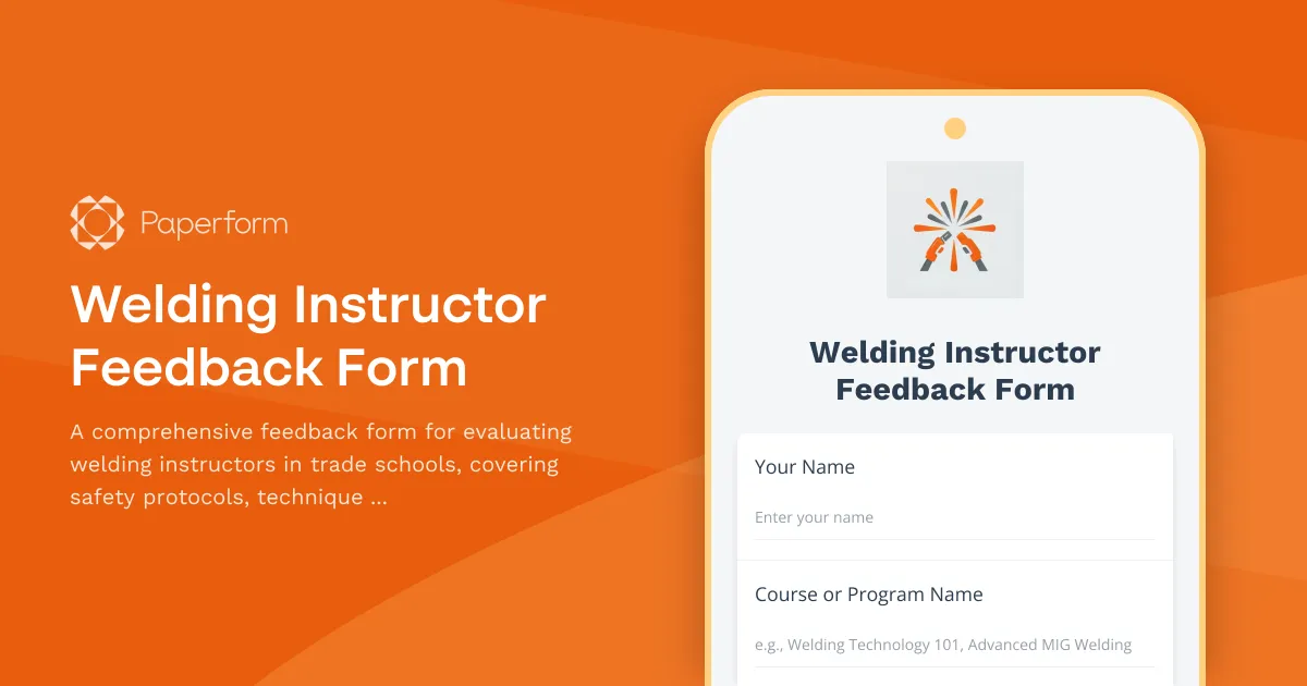 Welding Instructor Feedback Form