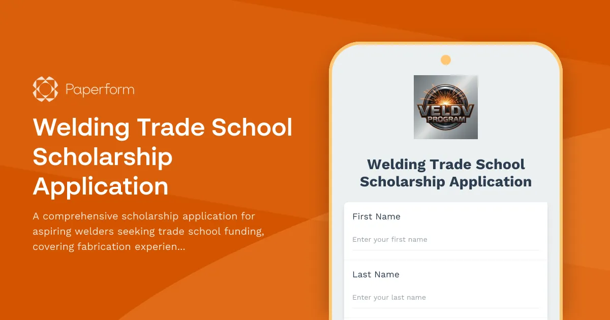 Welding Trade School Scholarship Application