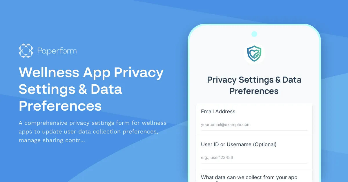 Wellness App Privacy Settings & Data Preferences