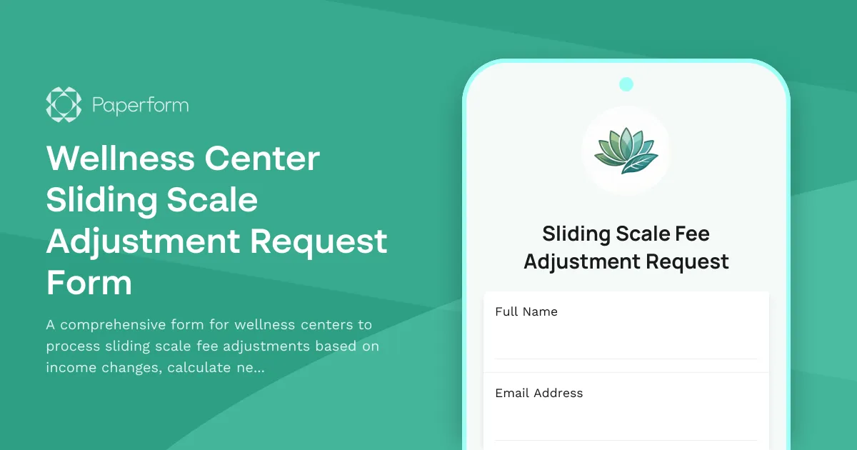 Wellness Center Sliding Scale Adjustment Request Form