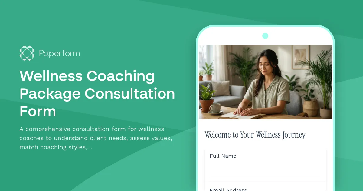 Wellness Coaching Package Consultation Form