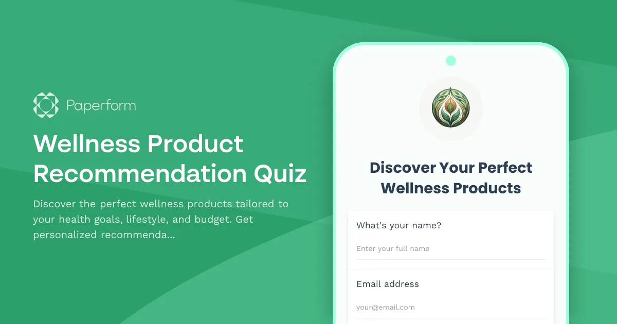 Wellness Product Recommendation Quiz
