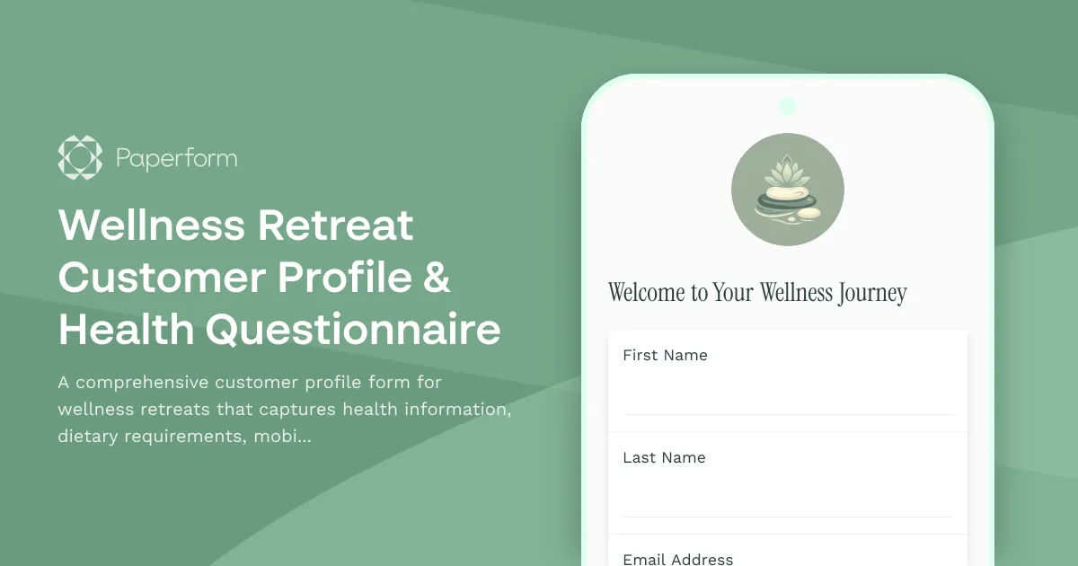 Wellness Retreat Customer Profile & Health Questionnaire