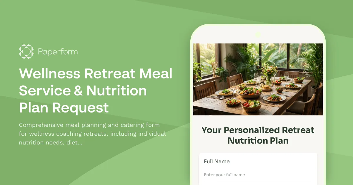 Wellness Retreat Meal Service & Nutrition Plan Request