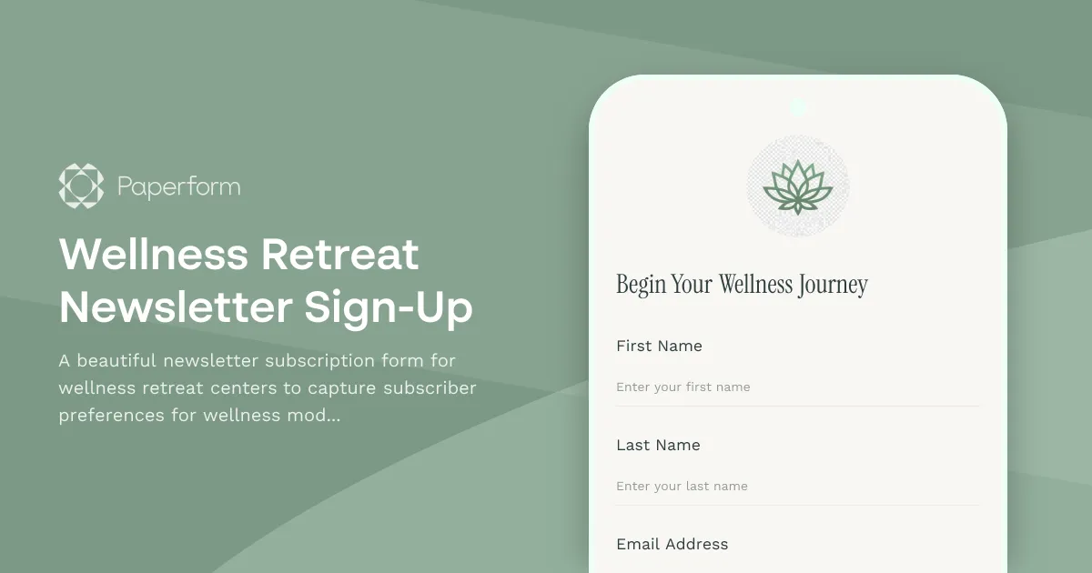 Wellness Retreat Newsletter Sign-Up