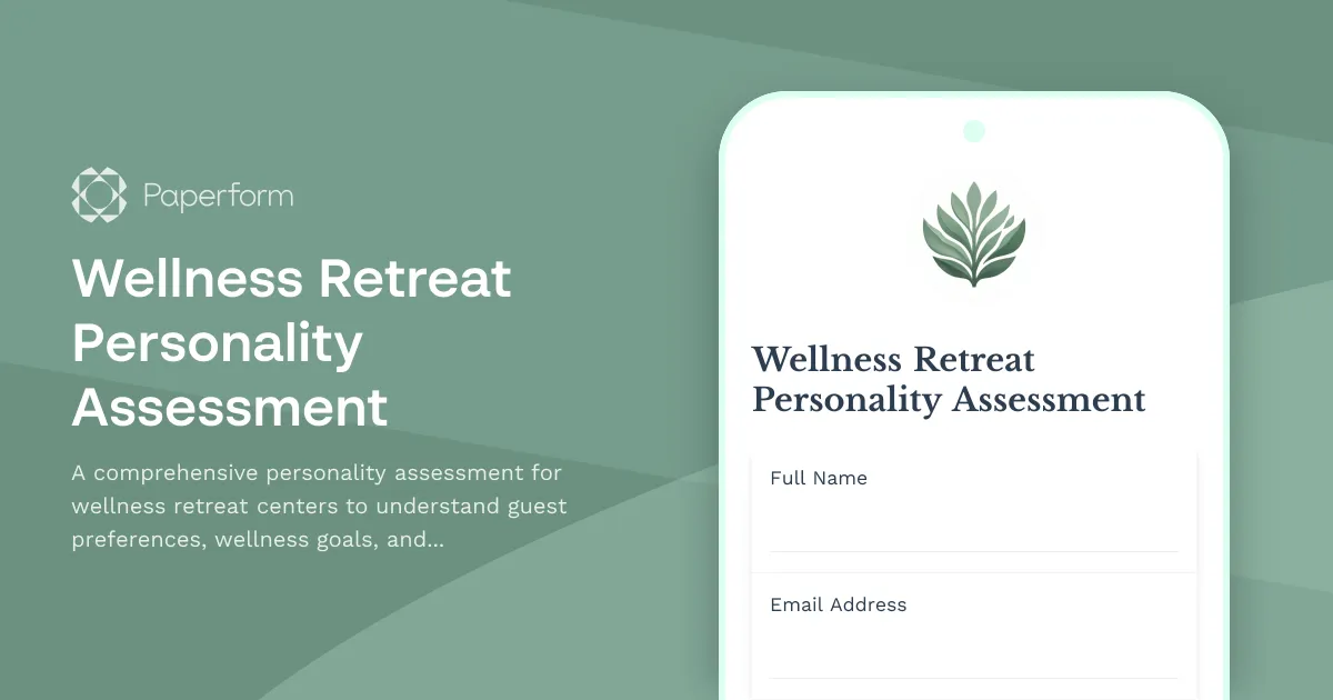 Wellness Retreat Personality Assessment