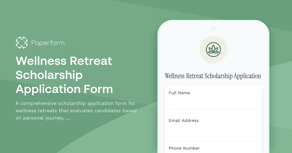 Wellness Retreat Scholarship Application Form