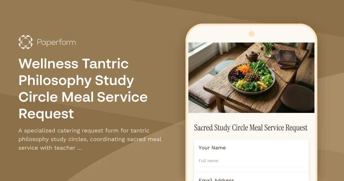 Wellness Tantric Philosophy Study Circle Meal Service Request