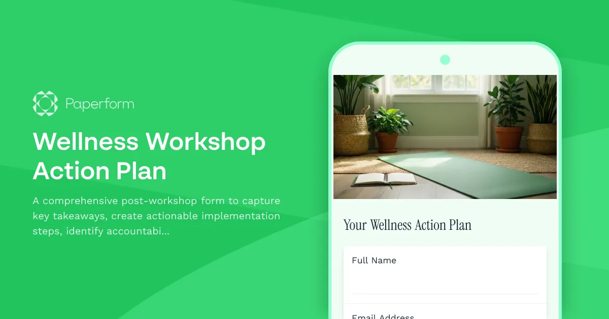 Wellness Workshop Action Plan