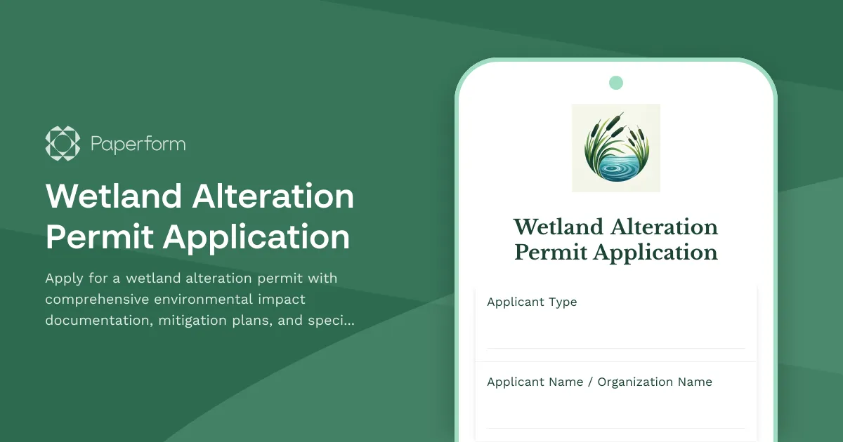 Wetland Alteration Permit Application