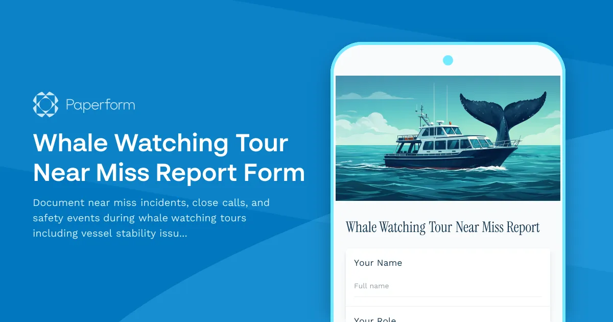 Whale Watching Tour Near Miss Report Form