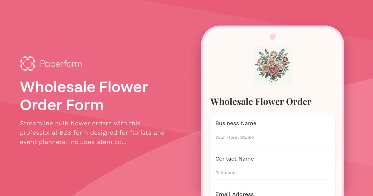 Wholesale Flower Order Form