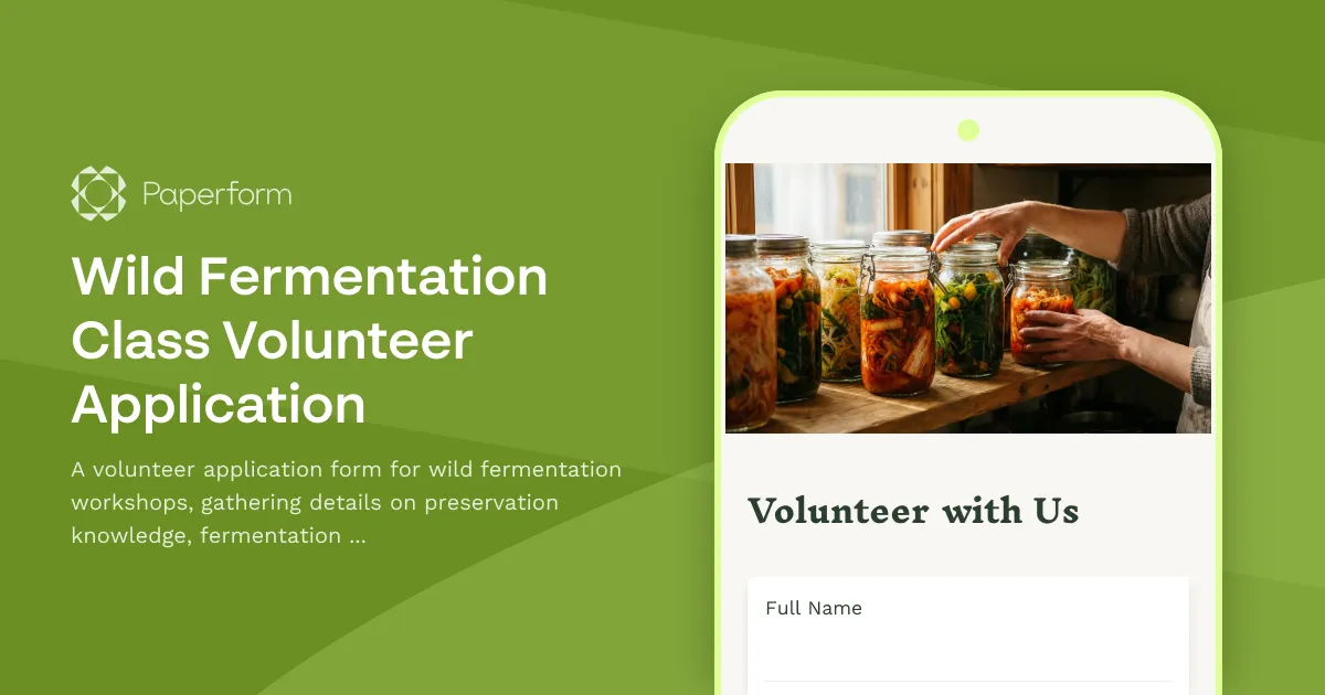 Wild Fermentation Class Volunteer Application