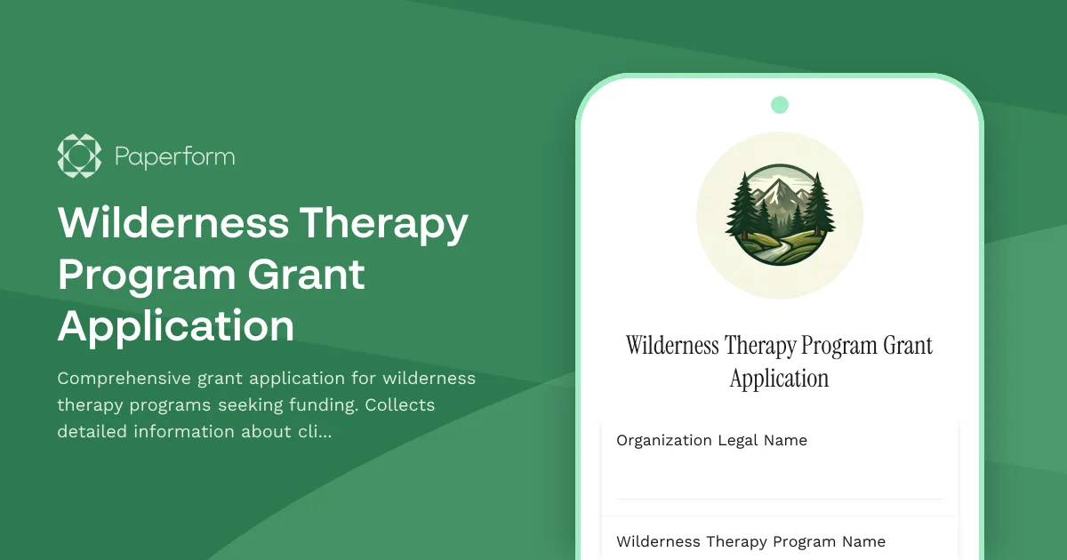 Wilderness Therapy Program Grant Application