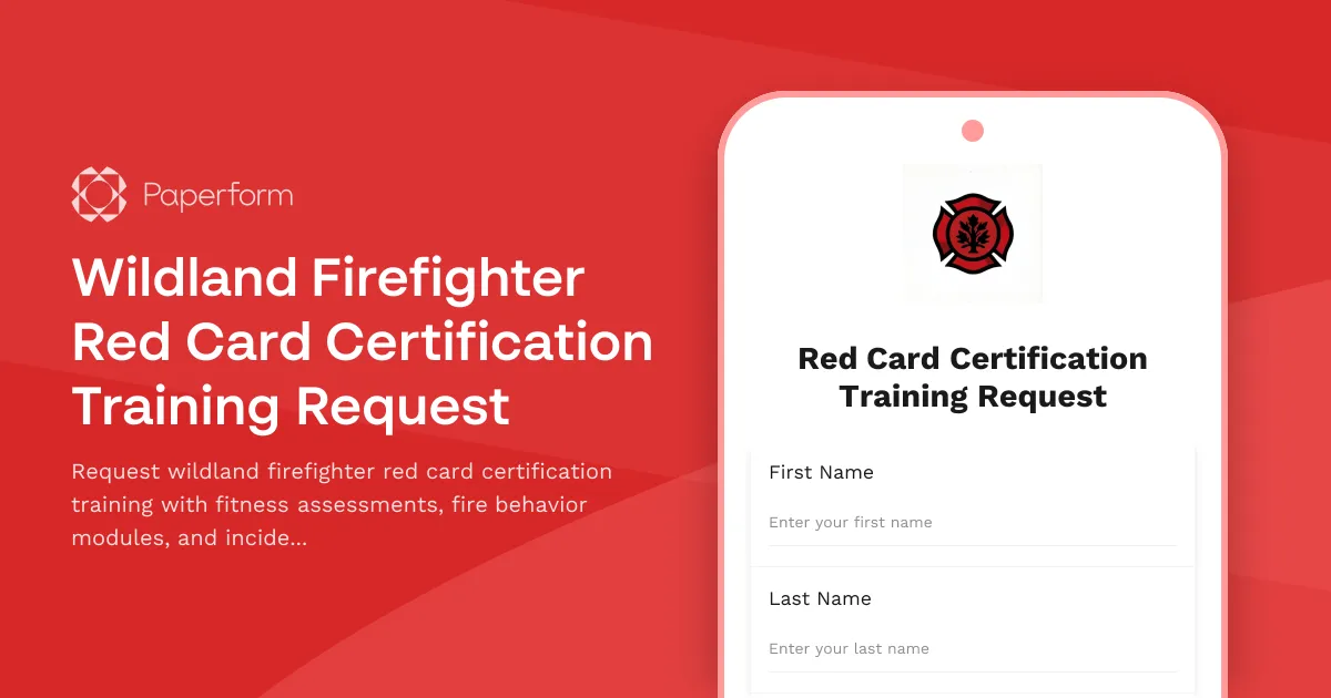 Wildland Firefighter Red Card Certification Training Request