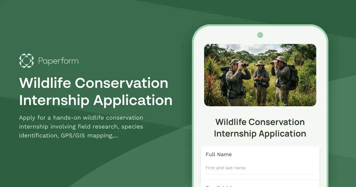 Wildlife Conservation Internship Application