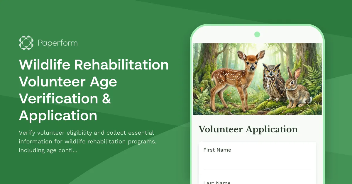 Wildlife Rehabilitation Volunteer Age Verification & Application