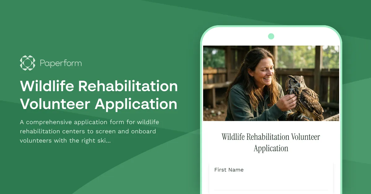 Wildlife Rehabilitation Volunteer Application