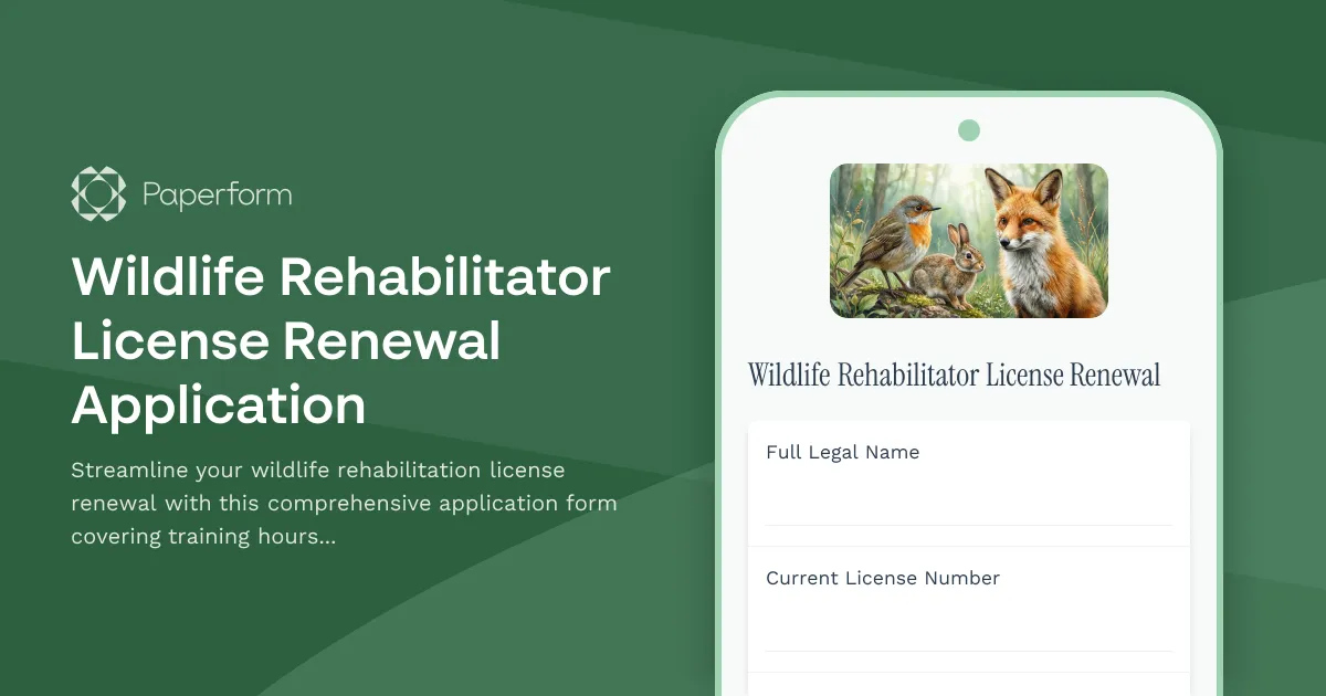 Wildlife Rehabilitator License Renewal Application