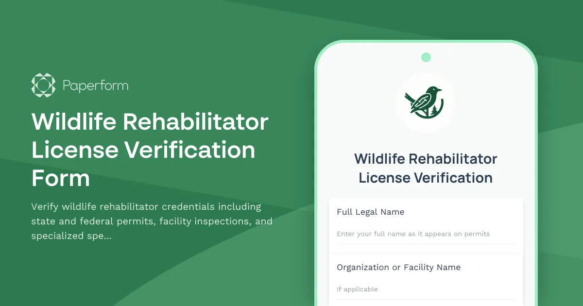 Wildlife Rehabilitator License Verification Form