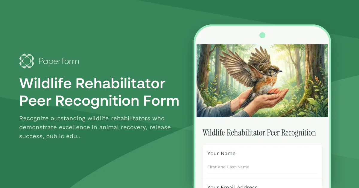 Wildlife Rehabilitator Peer Recognition Form