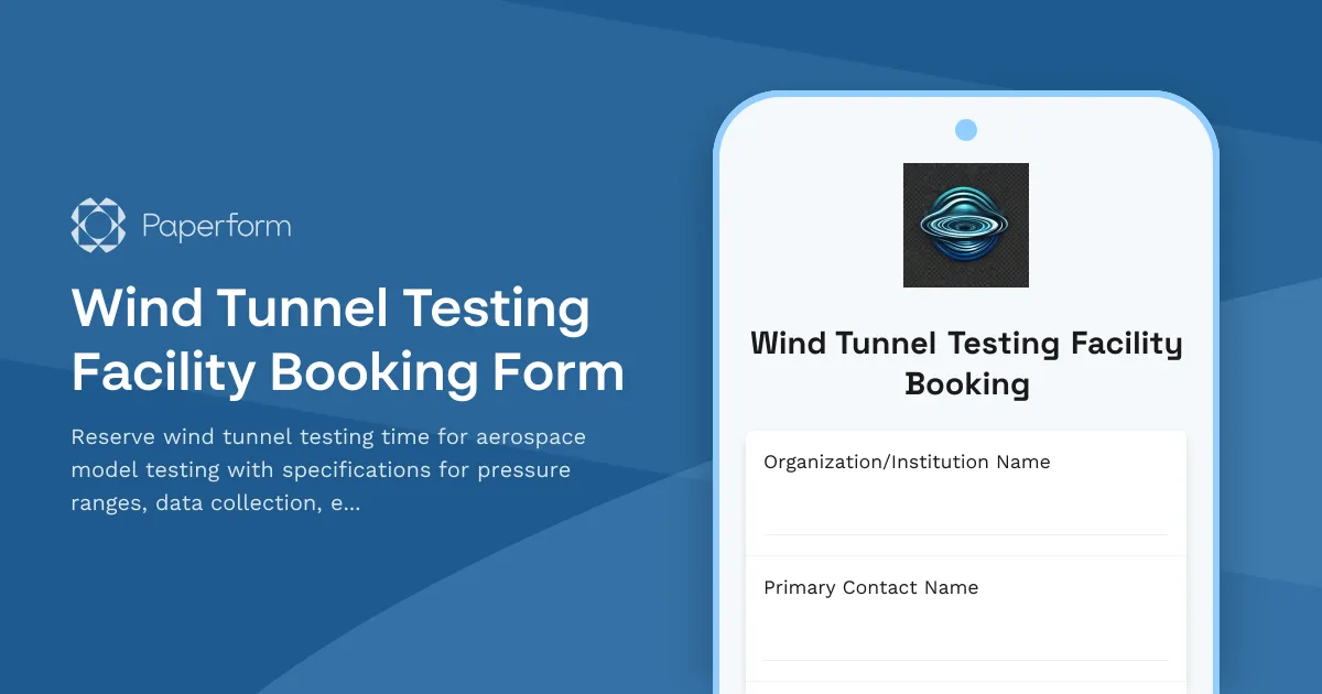Wind Tunnel Testing Facility Booking Form