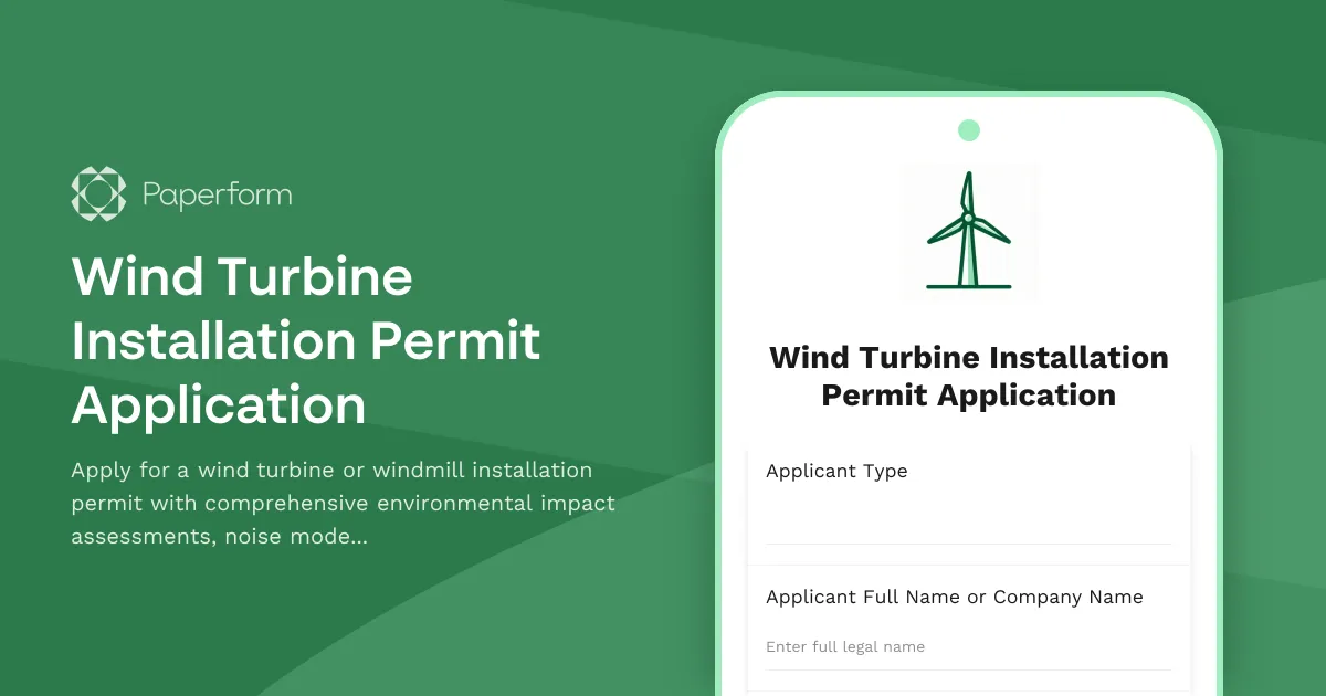 Wind Turbine Installation Permit Application
