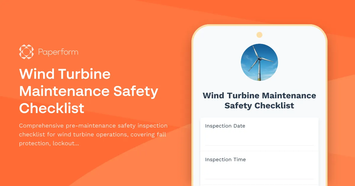 Wind Turbine Maintenance Safety Checklist
