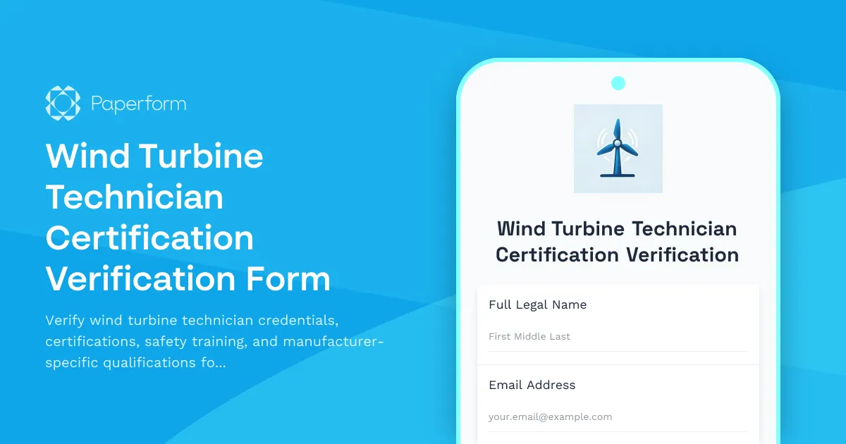 Wind Turbine Technician Certification Verification Form