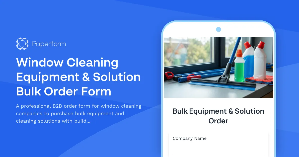 Window Cleaning Equipment & Solution Bulk Order Form