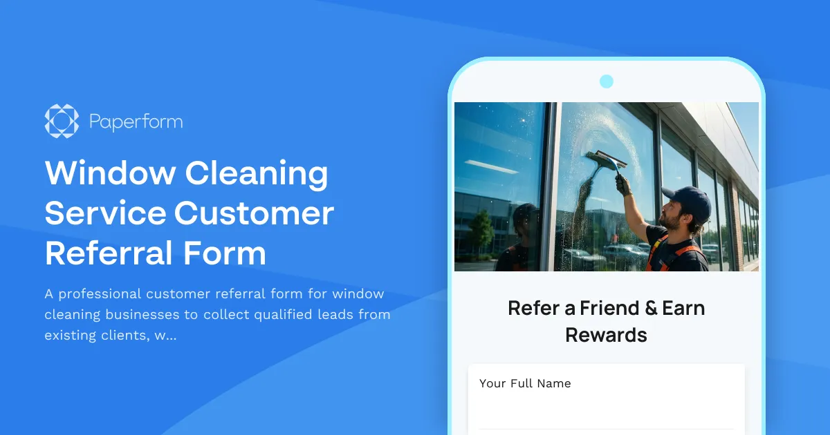 Window Cleaning Service Customer Referral Form