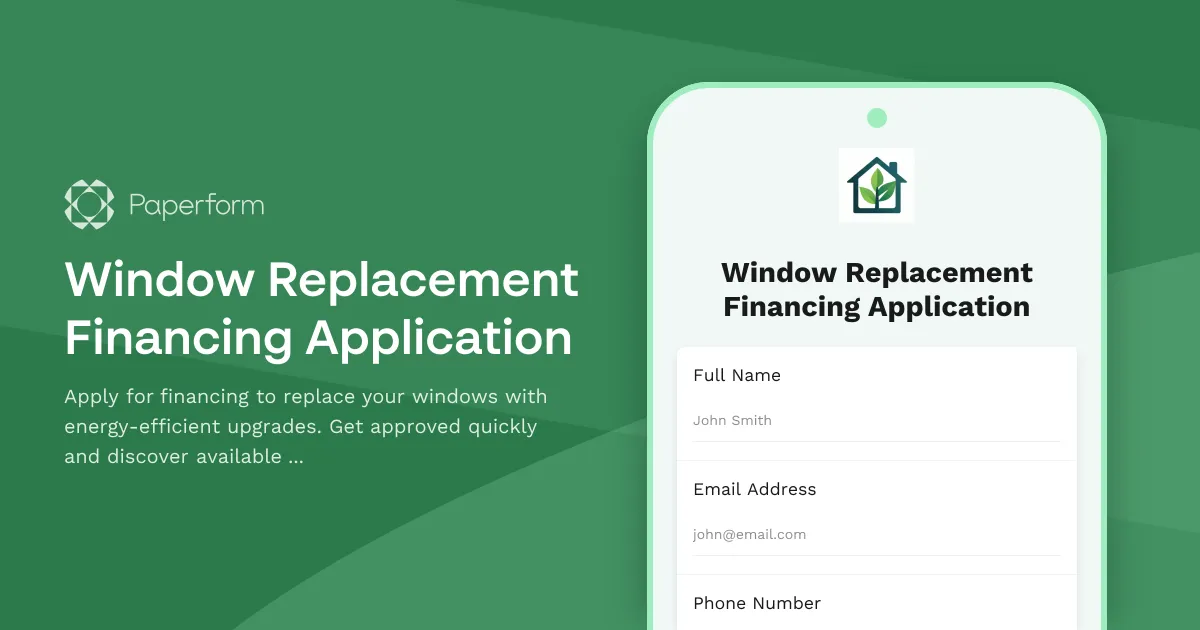 Window Replacement Financing Application