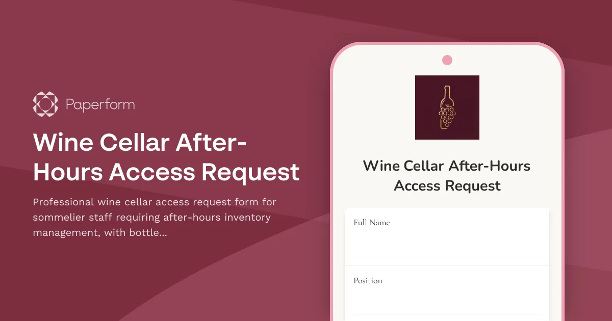 Wine Cellar After-Hours Access Request