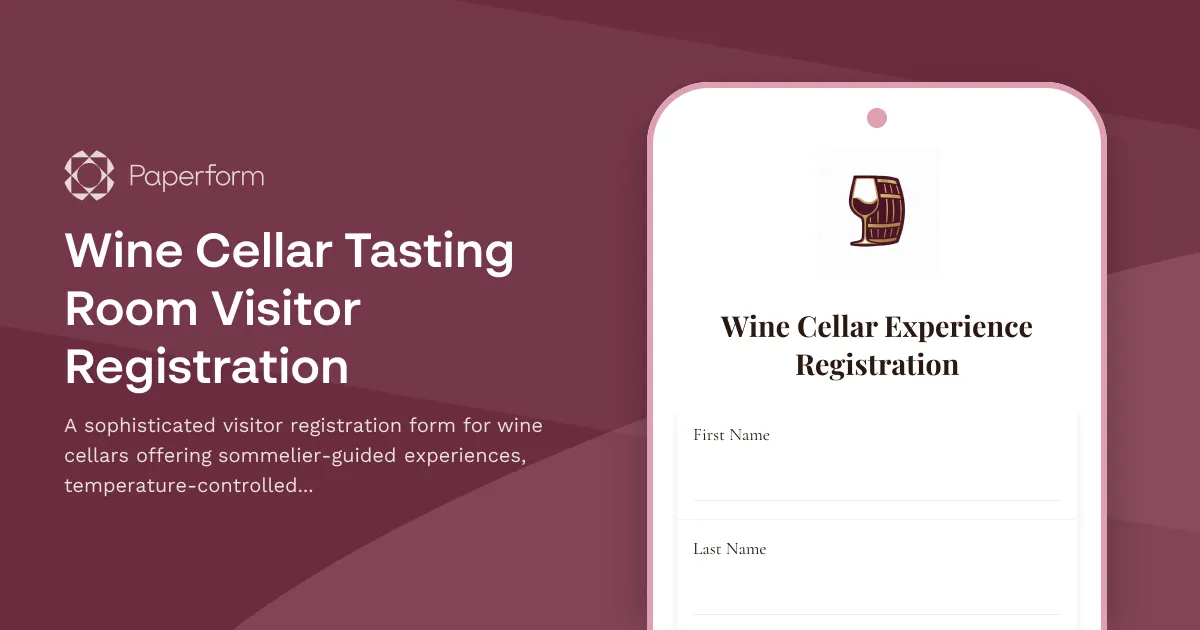 Wine Cellar Tasting Room Visitor Registration