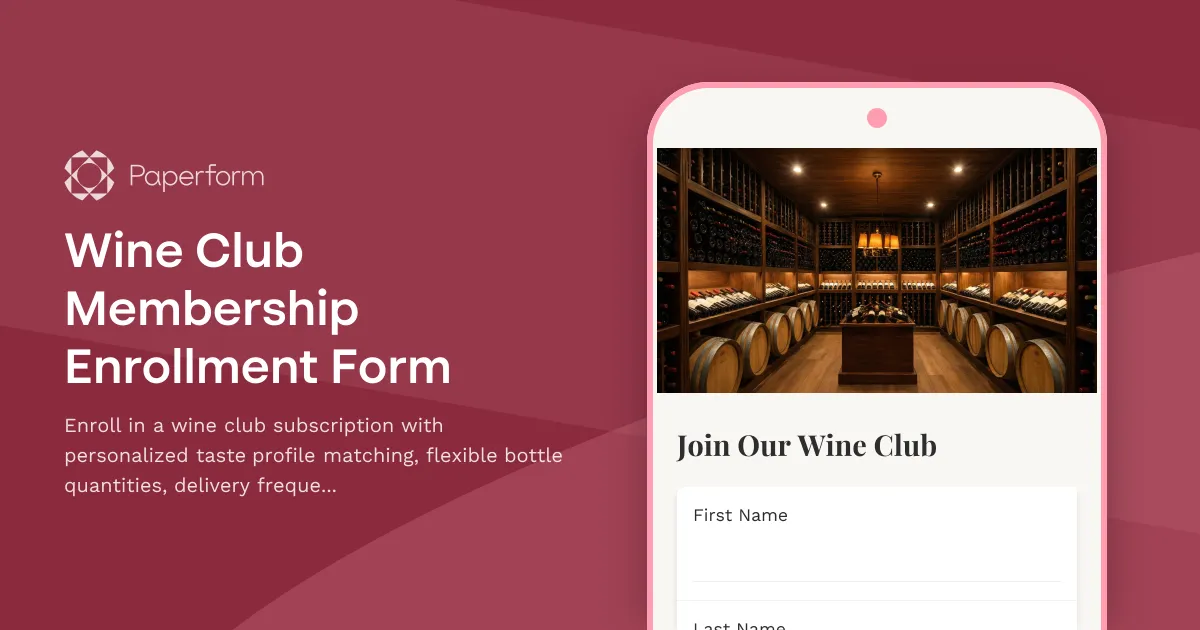 Wine Club Membership Enrollment Form