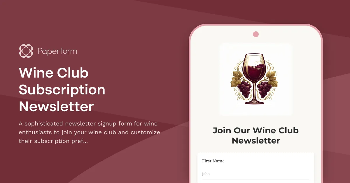 Wine Club Subscription Newsletter
