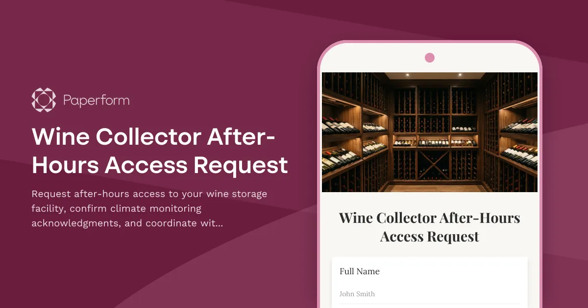 Wine Collector After-Hours Access Request