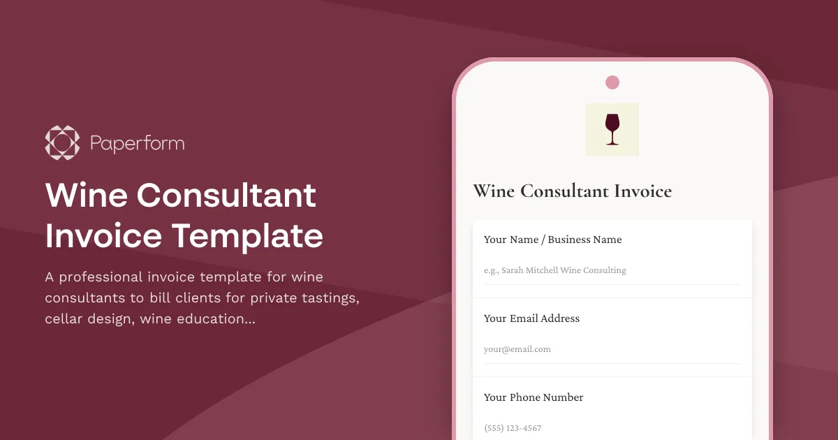 Wine Consultant Invoice Template