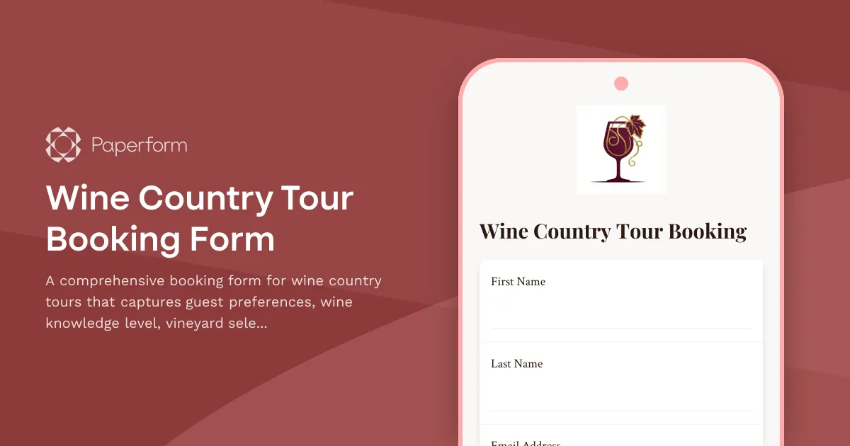 Wine Country Tour Booking Form