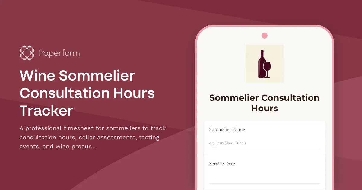 Wine Sommelier Consultation Hours Tracker