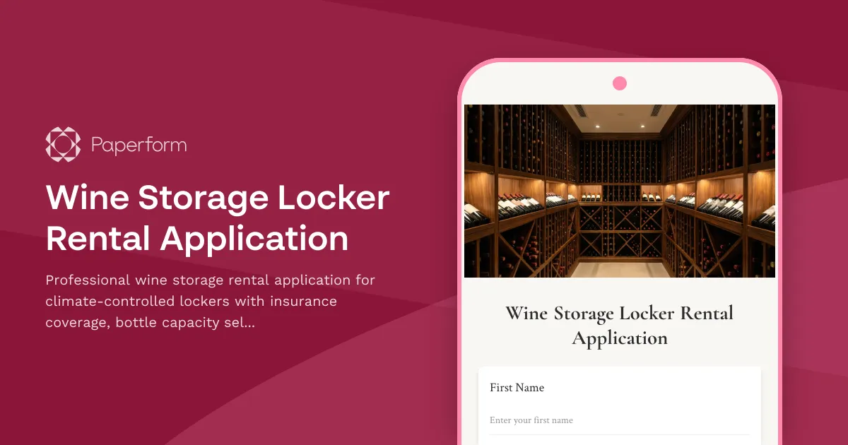 Wine Storage Locker Rental Application