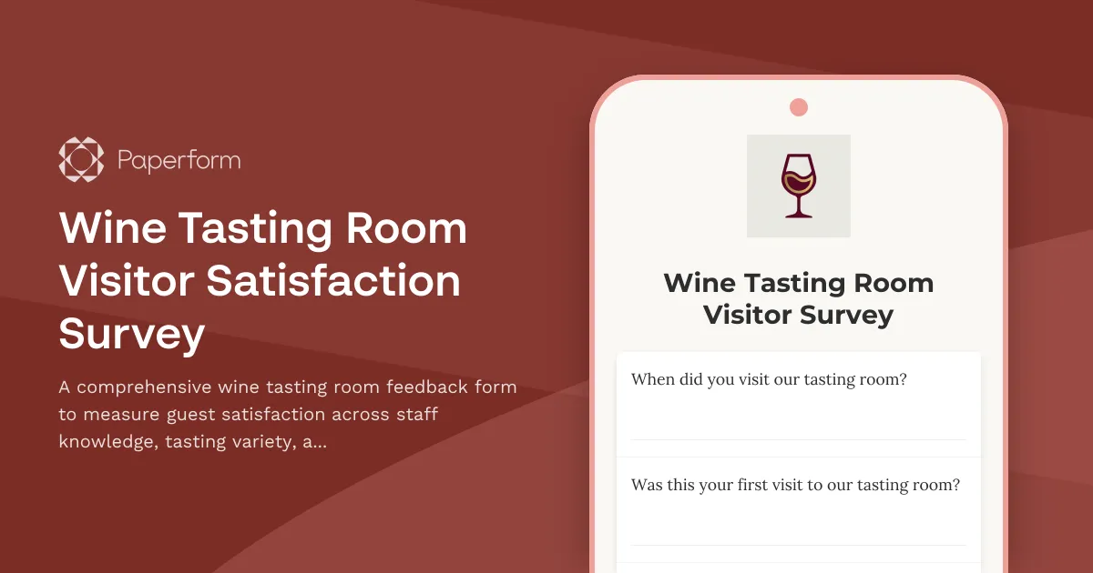 Wine Tasting Room Visitor Satisfaction Survey