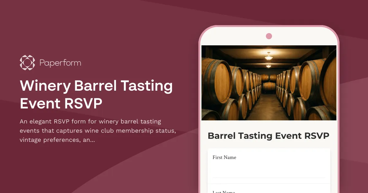 Winery Barrel Tasting Event RSVP