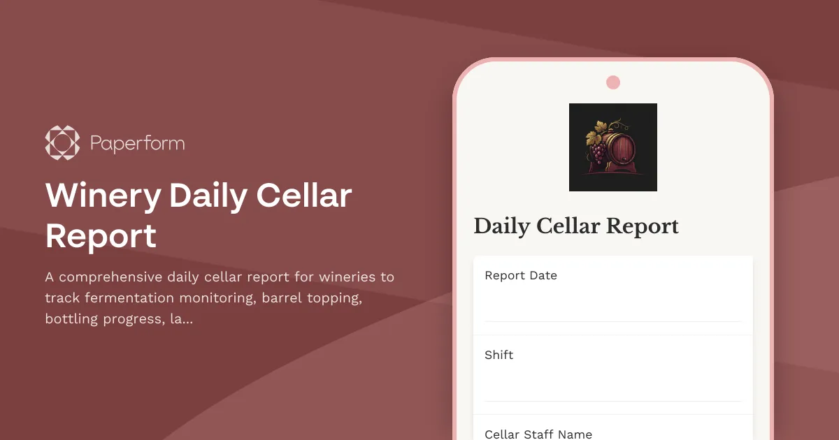 Winery Daily Cellar Report