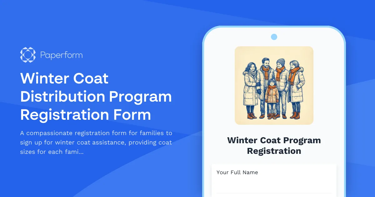 Winter Coat Distribution Program Registration Form