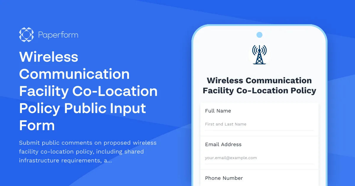 Wireless Communication Facility Co-Location Policy Public Input Form