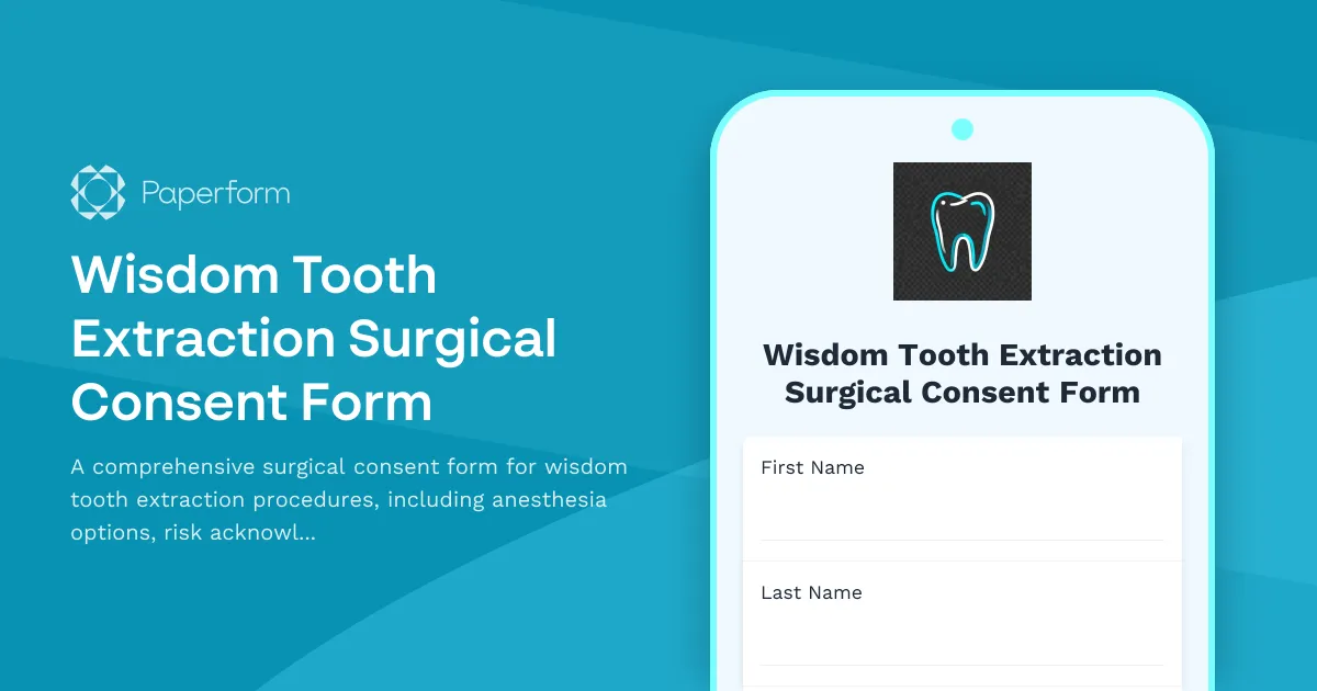 Wisdom Tooth Extraction Surgical Consent Form