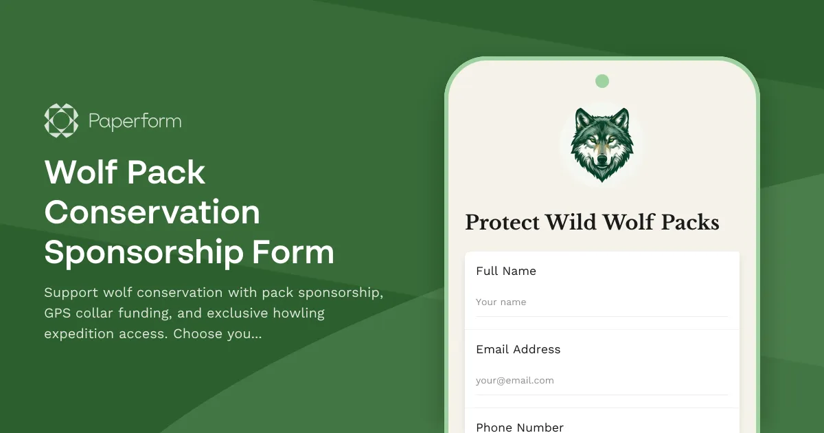 Wolf Pack Conservation Sponsorship Form